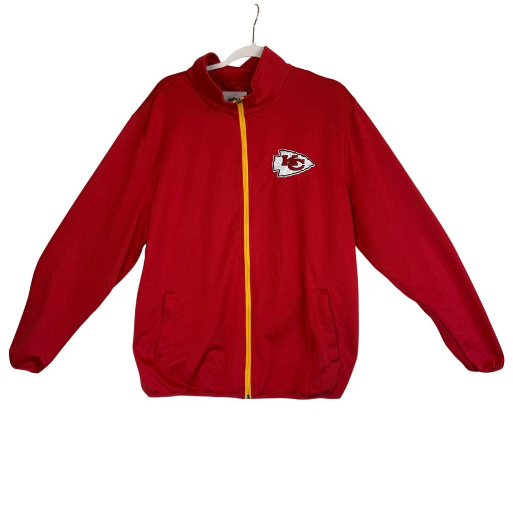 NFL Kansas City Chiefs Full Zip Track Jacket Red Men's Large L Shield Logo